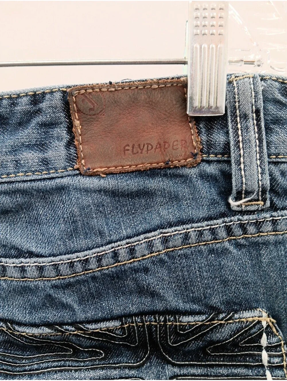 Flypaper Jeans Mens 34×32 Blue Denim Distressed Straight Y2K Casual Medium Wash